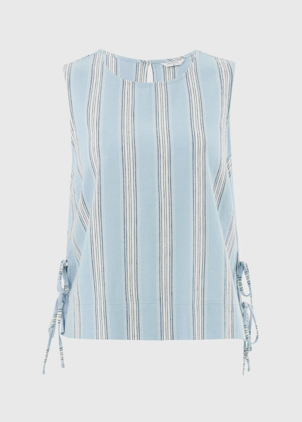 Blue Stripe Linen Blend Co Ord Vest Top - 8 Image 1