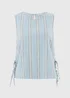 Blue Stripe Linen Blend Co Ord Vest Top - 8 Image 1