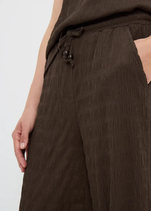 Chocolate Brown Textured Balloon Harem Trousers - 12 Image 3