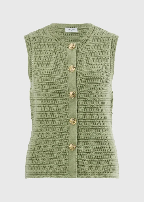 Sage Green Button Up Knitted Waistcoat - 26 Image 4