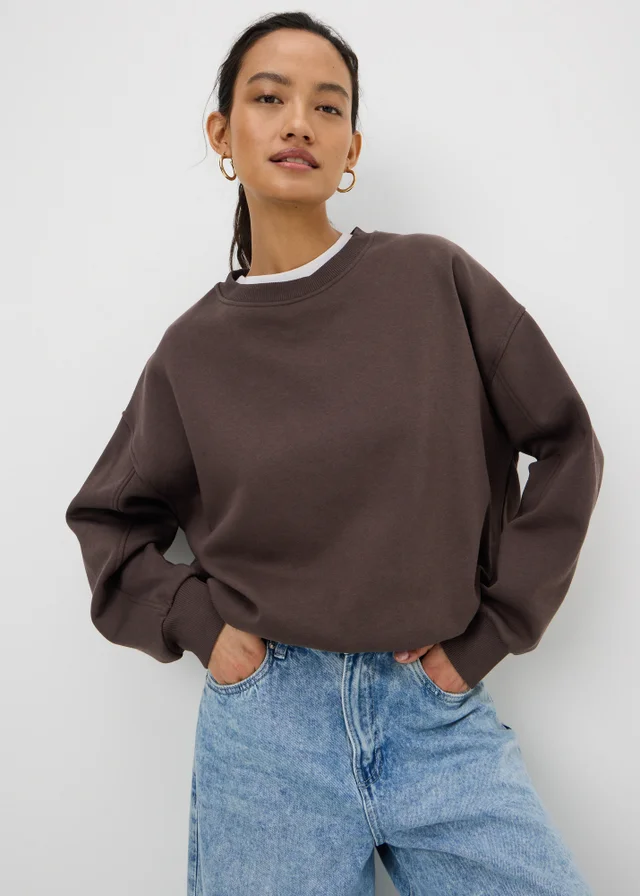 Chocolate Brown Bubble Hem Sweatshirt