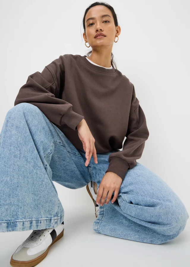 Chocolate Brown Bubble Hem Sweatshirt