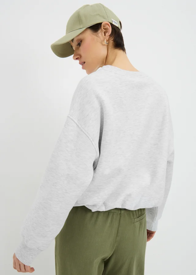 Grey Marl Bubble Hem Sweatshirt