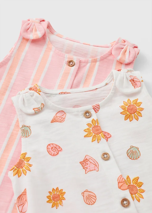 2 Pack Baby Pink Shell Rompers (0-23mths)