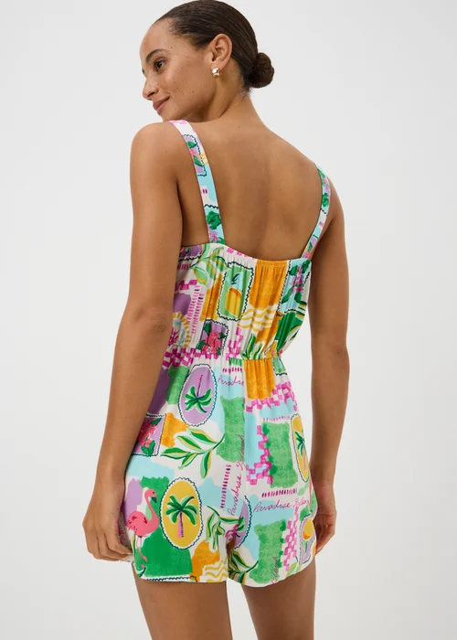 Multicolour Postcard Print Playsuit - 16 Image 2