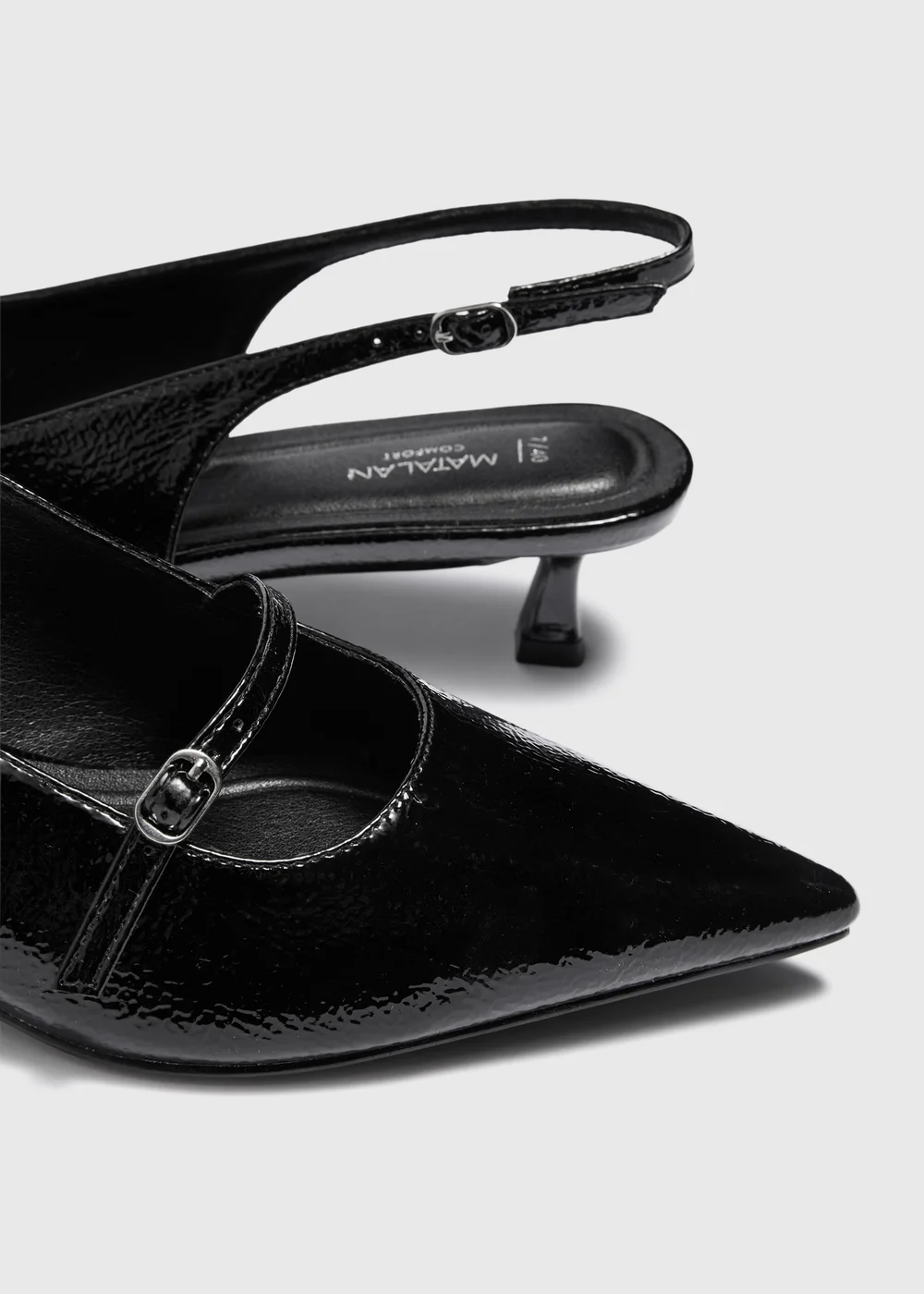 Black Buckle Low Slingback Heels - 3 Image 4