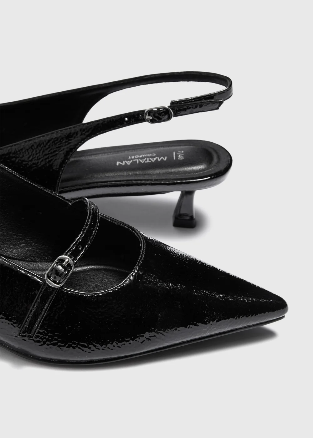 Black Buckle Low Slingback Heels - 3 Image 2
