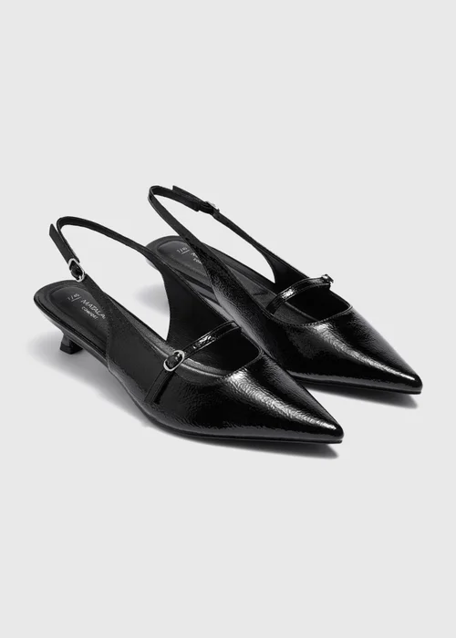 Black Buckle Low Slingback Heels - 3 Image 3