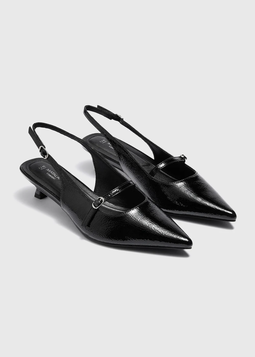 Black Buckle Low Slingback Heels - 3 Image 1