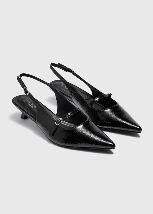 Black Buckle Low Slingback Heels - 3 Image 1