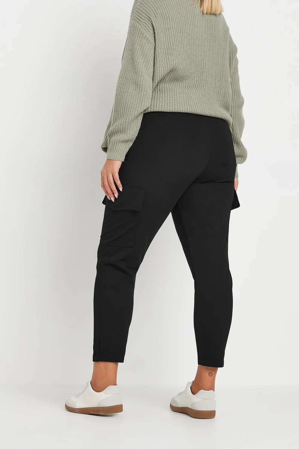 Yours Curve Black Tailored Scuba Cargo Trousers - 14/L27 Image 4
