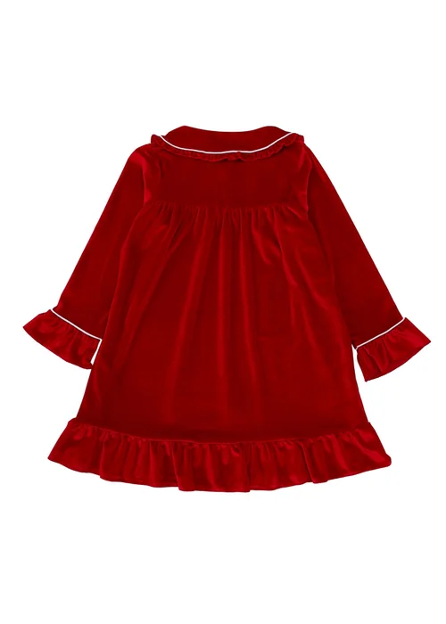 My Christmas Pyjamas Red Velvet Rouge Girl's Matching Nightdress (0m-6yrs) - 3-6 months Image 2
