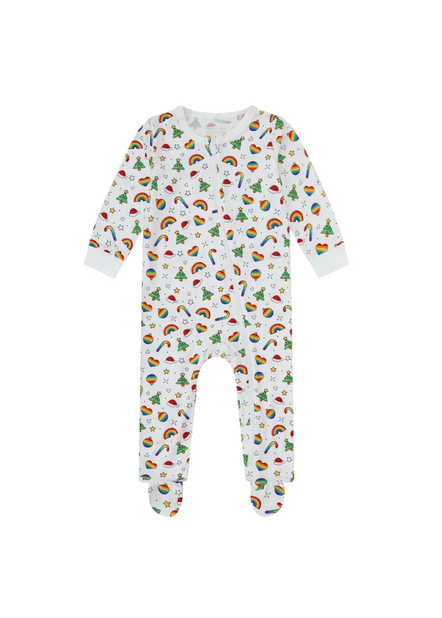 My Christmas Pyjamas White Christmas Full Of Pride Baby's One-Piece Matching Pyjama Sleepsuit (0m-18m)