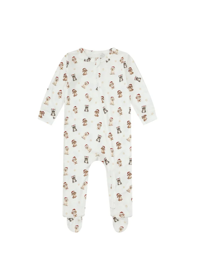 My Christmas Pyjamas Cream Santa Paws Baby's One-Piece Matching Pyjama Sleepsuit (0m-18m)