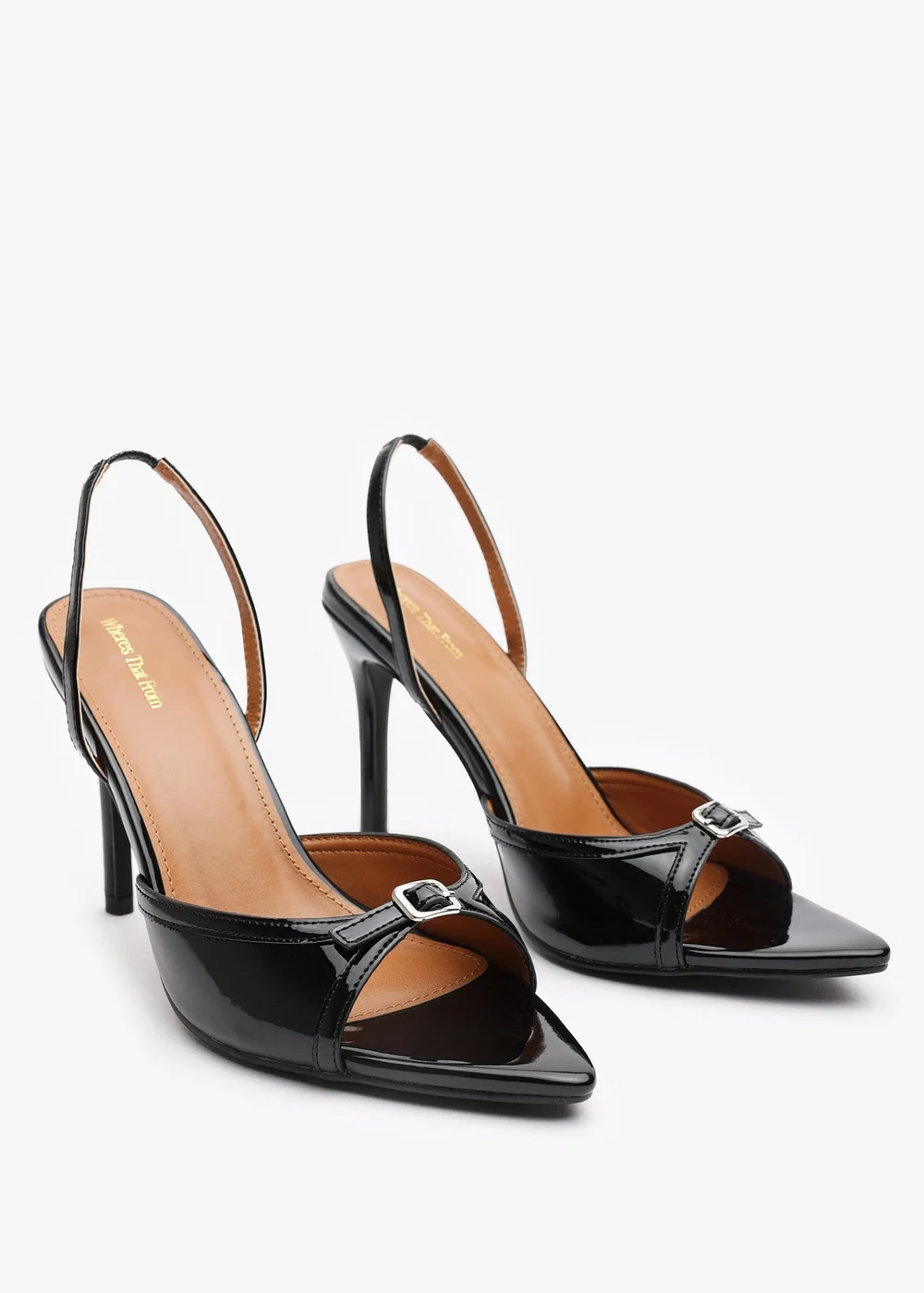 Where's That From Odette Black Patent Slingback Heels - 4 Image 4