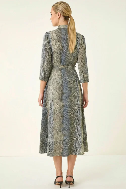 Roman Navy Animal Print Midi Shirt Dress - 16 Image 4