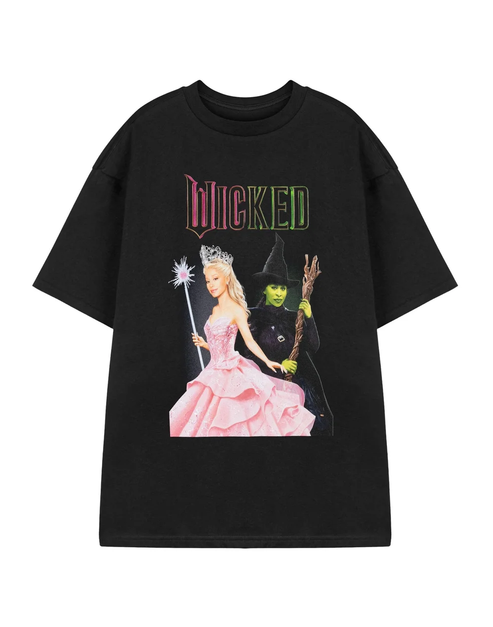 Vanilla Underground Wicked Adults Glinda & Elphaba Black T-Shirt - Small Image 1