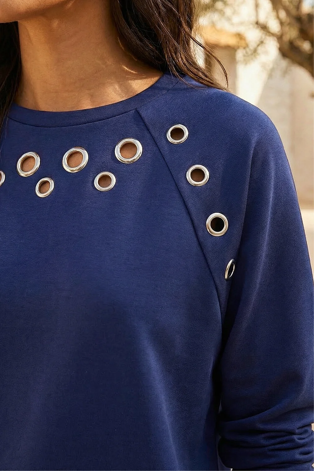 Roman Navy Eyelet Detail Stretch Top - 14 Image 4
