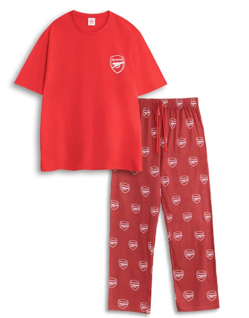 Vanilla Underground Arsenal Logo Red Short Sleeve Long Leg Pyjama Set - Small Image 1