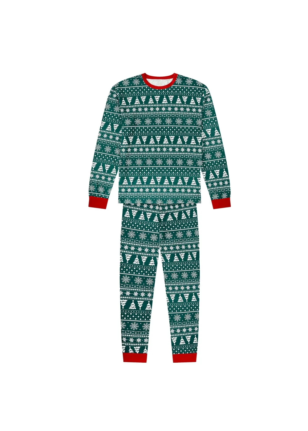 My Christmas Pyjamas Green Yuletide Two Piece Long Matching Pyjama Set - M Image 1