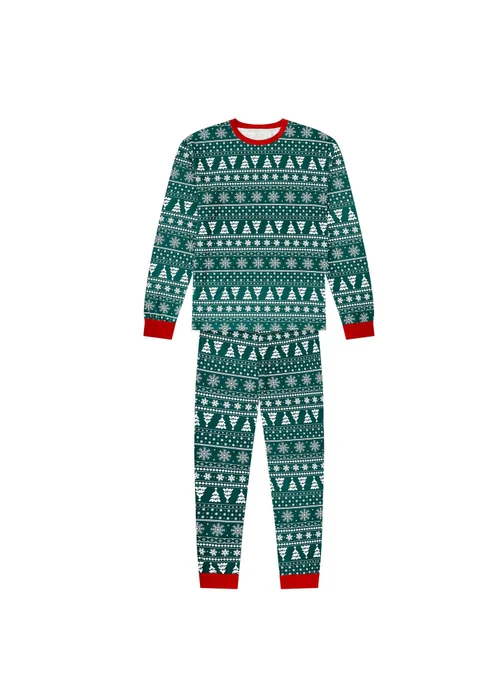 My Christmas Pyjamas Green Yuletide Two Piece Long Matching Pyjama Set - M Image 1