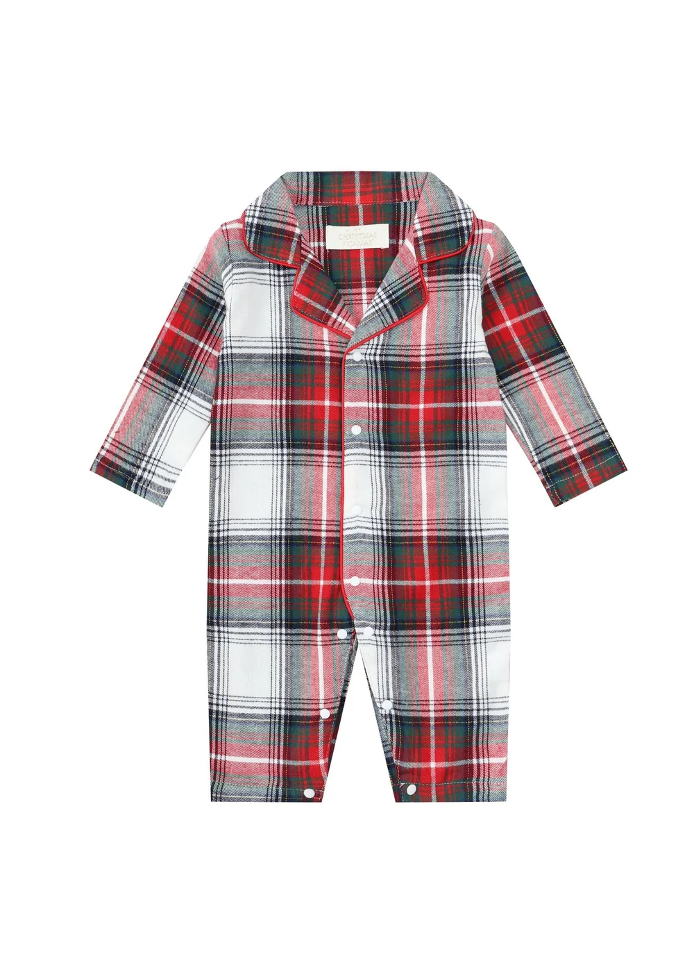 My Christmas Pyjamas White Tidings & Tartan Baby's One-Piece Matching Pyjamas (Newborn-18m) - 6-9 months Image 1