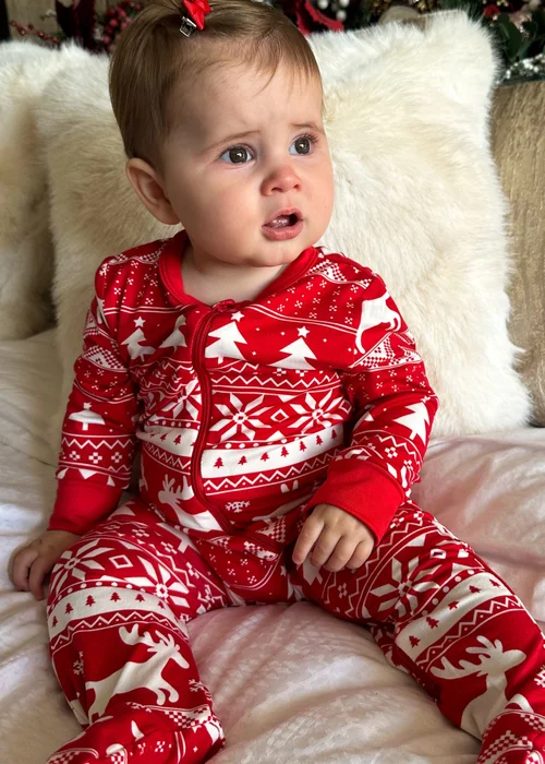 My Christmas Pyjamas Red Nativity Baby's One-Piece Matching Pyjama Sleepsuit (0m-18m) - 6-9 months Image 1