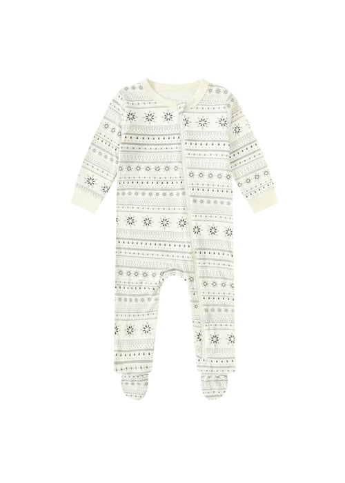 My Christmas Pyjamas Cream Snow White Baby's One-Piece Matching Pyjama Sleepsuit (Newborn-18m) - 3-6 months Image 2