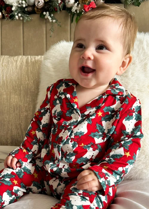 My Christmas Pyjamas Red Mistletoe & Wine Baby's One-Piece Matching Pyjamas (Newborn-18m) - 0-3 months Image 5