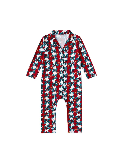 My Christmas Pyjamas Red Mistletoe & Wine Baby's One-Piece Matching Pyjamas (Newborn-18m) - 0-3 months Image 2