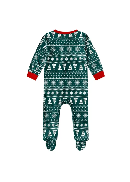 My Christmas Pyjamas Green Yuletide Baby's One-Piece Matching Pyjama Sleepsuit (0m-18m) - 9 - 12 Months Image 3