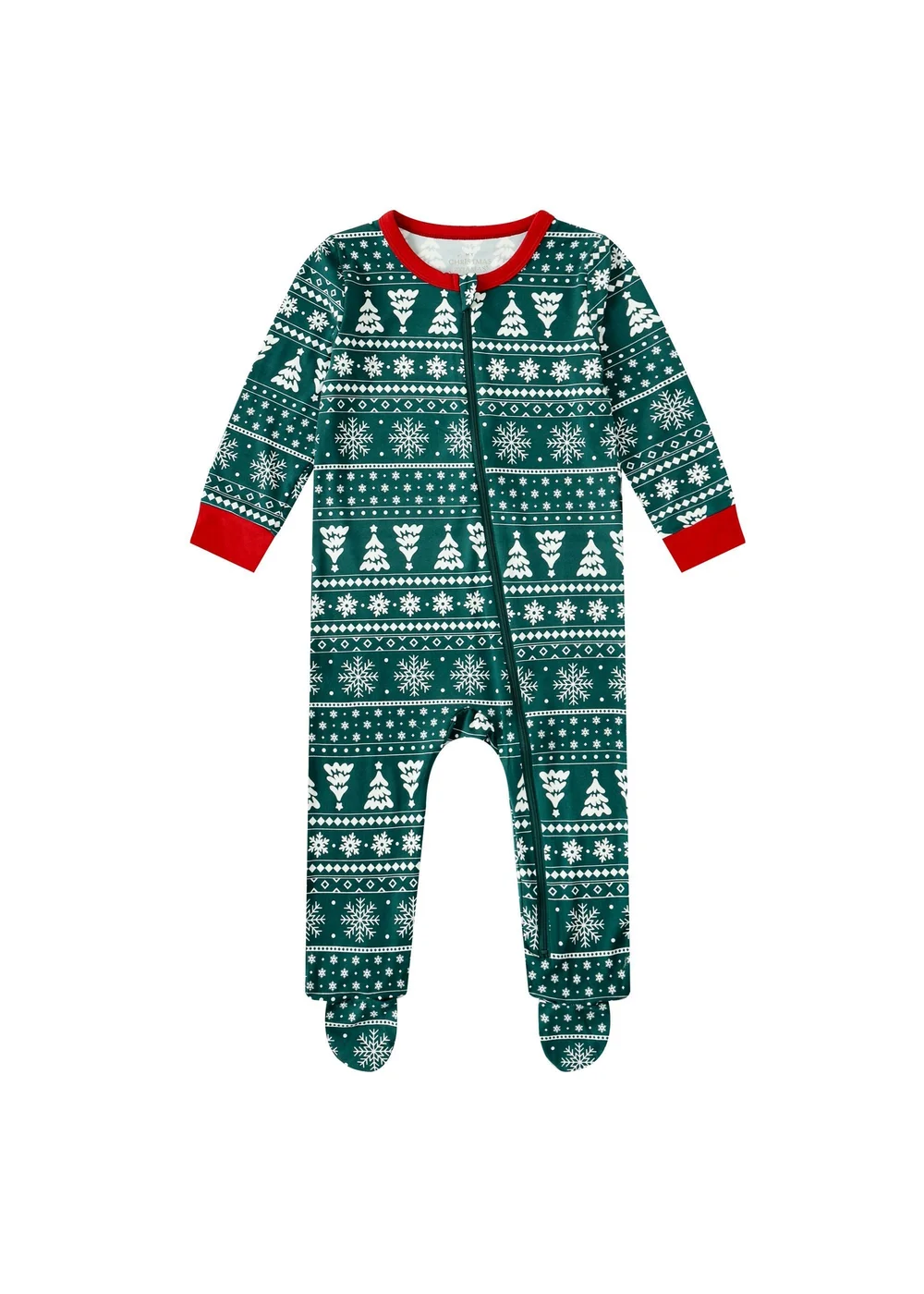 My Christmas Pyjamas Green Yuletide Baby's One-Piece Matching Pyjama Sleepsuit (0m-18m) - 9 - 12 Months Image 2