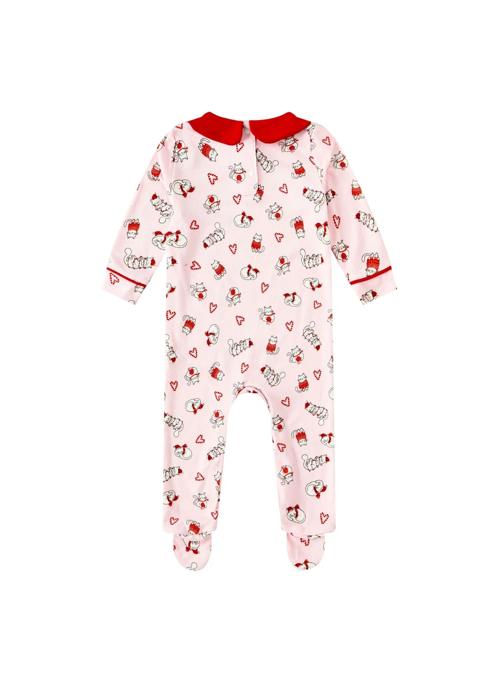 My Christmas Pyjamas Pink Feline Festive Baby's One-Piece Matching Pyjama Sleepsuit (Newborn-12m) - 3-6 months Image 3
