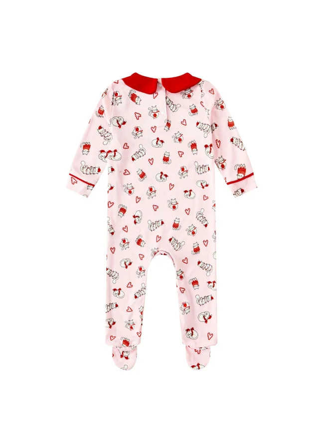 My Christmas Pyjamas Pink Feline Festive Baby's One-Piece Matching Pyjama Sleepsuit (Newborn-12m)