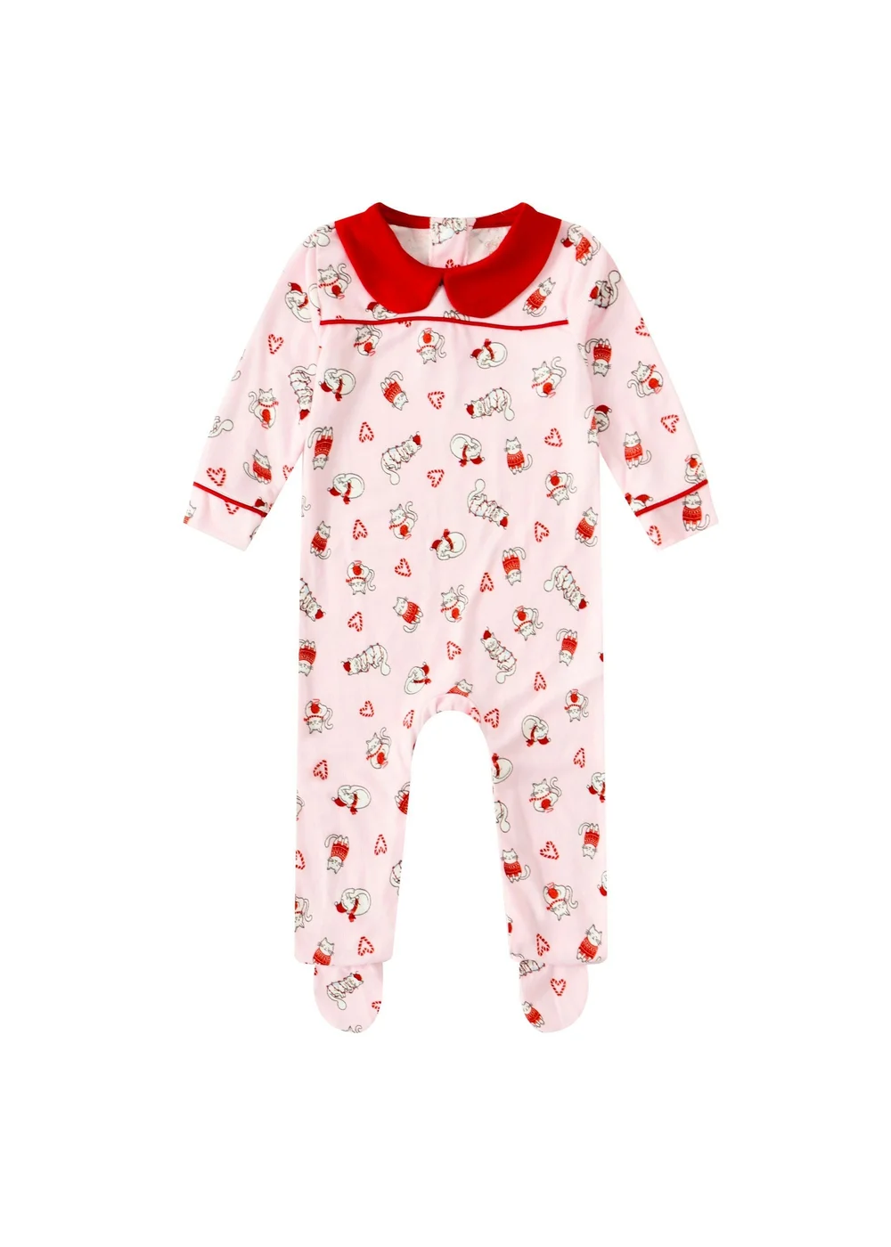 My Christmas Pyjamas Pink Feline Festive Baby's One-Piece Matching Pyjama Sleepsuit (Newborn-12m) - 3-6 months Image 2