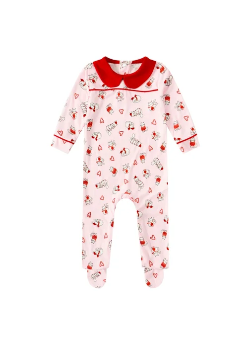 My Christmas Pyjamas Pink Feline Festive Baby's One-Piece Matching Pyjama Sleepsuit (Newborn-12m) - 3-6 months Image 2