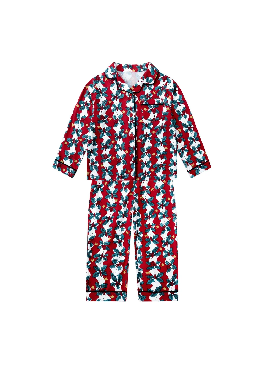 My Christmas Pyjamas Red Mistletoe & Wine Children's Two-Piece Long Matching Pyjama Set (18m-14yrs) - 18 - 24 Months Image 2