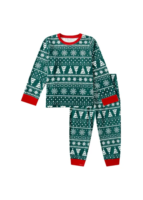 My Christmas Pyjamas Green Yuletide Children's Two-Piece Long Matching Pyjama Set (18m-14yrs) - Age 2-3 Years Image 2