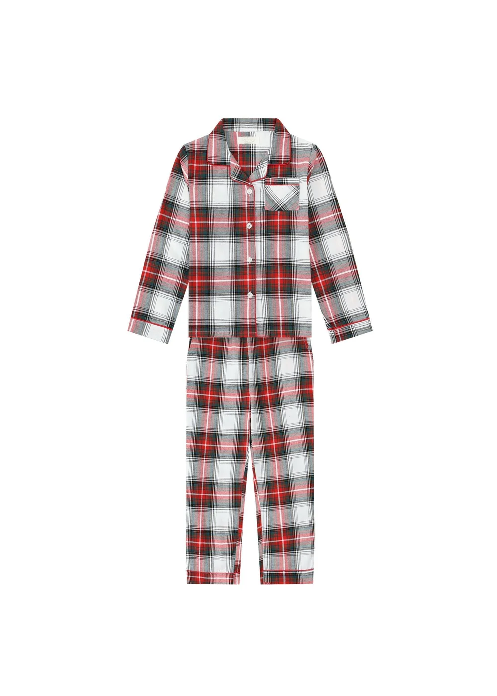 My Christmas Pyjamas White Tidings & Tartan Children's Two-Piece Long Matching Pyjama Set (18m-14yrs) - Age 10-11 Years Image 1