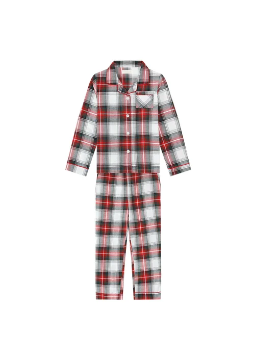 My Christmas Pyjamas White Tidings & Tartan Children's Two-Piece Long Matching Pyjama Set (18m-14yrs) - Age 10-11 Years Image 1