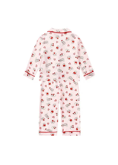 My Christmas Pyjamas Pink Feline Festive Children's Two-Piece Long Matching Pyjama Set (18m-14yrs) - 18 - 24 Months Image 3