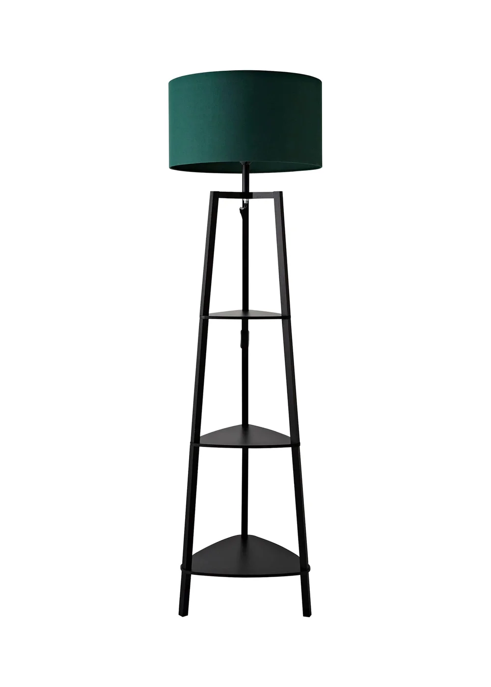 ValueLights Hiru Black 3 Tier Shelf Floor Lamp with Green Drum Shade - One Size Image 5