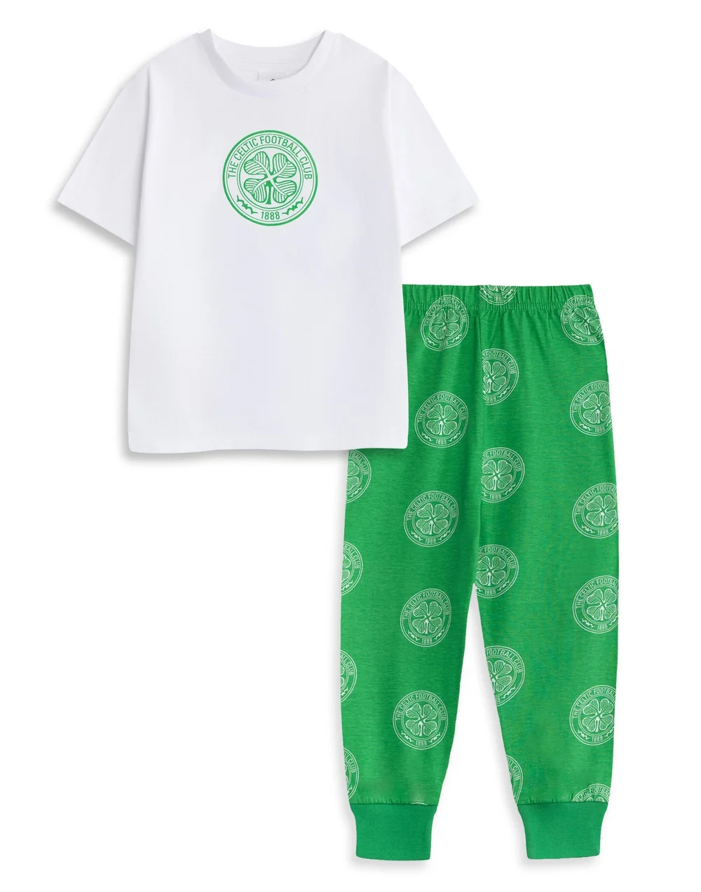 Vanilla Underground Celtic Logo Kids Green Short Sleeve Long Leg Pyjama Set (18mnths - 14 yrs) - Age 11-12 Years Image 1