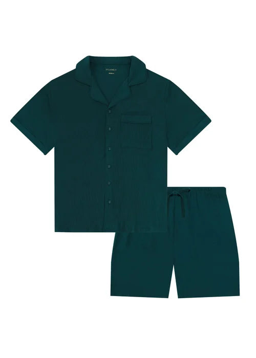 Pyjamily Emerald Green Midnight Jewel Men's Two-Piece Short Matching Pyjama Set - 2XL Image 2