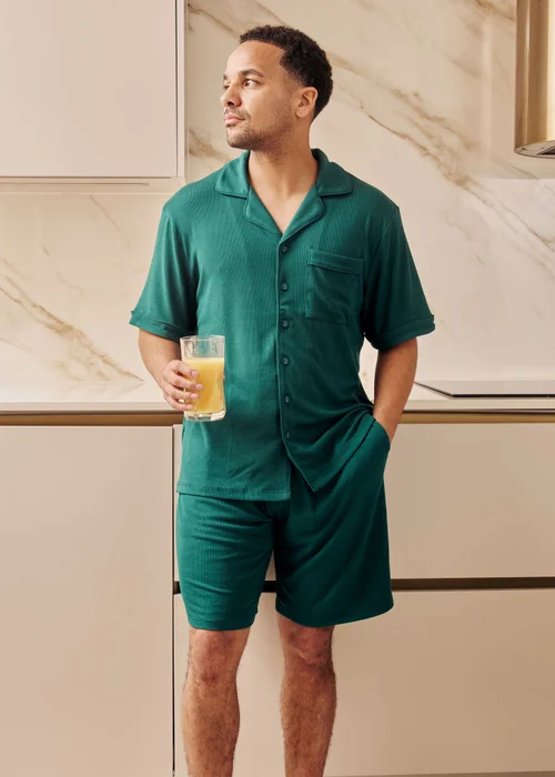 Pyjamily Emerald Green Midnight Jewel Men's Two-Piece Short Matching Pyjama Set - 2XL Image 5