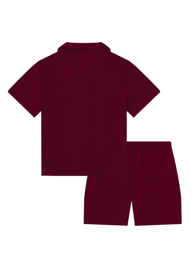 Pyjamily Rich Burgundy Midnight Jewel Men's Two-Piece Short Matching Pyjama Set