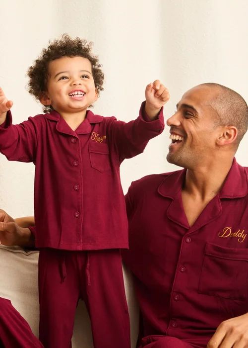 Pyjamily Rich Burgundy Midnight Jewel Men's Two-Piece Short Matching Pyjama Set - L Image 4