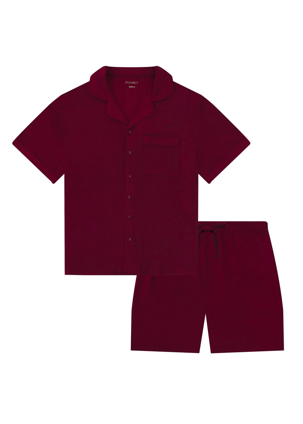 Pyjamily Rich Burgundy Midnight Jewel Men's Two-Piece Short Matching Pyjama Set - L Image 1