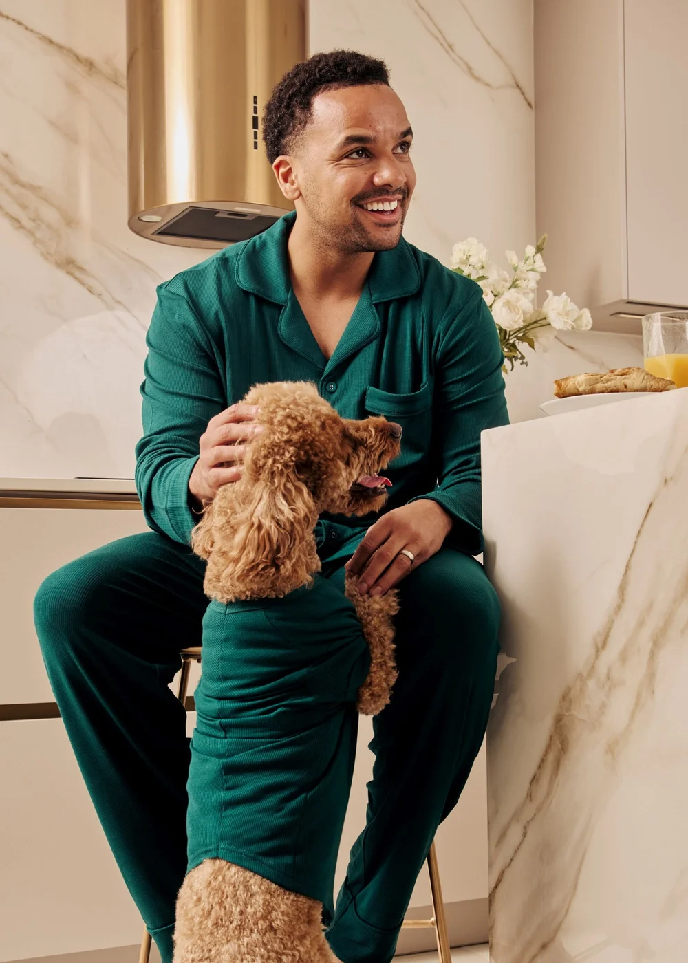Pyjamily Emerald Green Midnight Jewel Men's Two-Piece Long Matching Pyjama Set - M Image 3