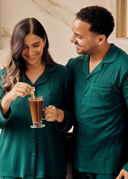 Pyjamily Emerald Green Midnight Jewel Men's Two-Piece Long Matching Pyjama Set - M Image 4